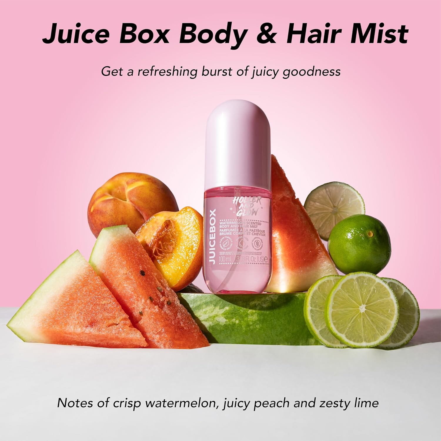 Holler And Glow Mood Boosting Juice Box Body & Hair Mist, Body Spray, Teen Girls Spritz, Long Lasting, Watermelon, Fruity Scented, Water Based Fragrance For Tweens, Clean & Gentle Formula, 3.38 Fl Oz - Image 2
