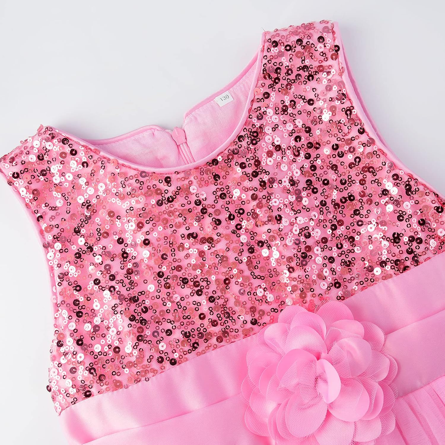 Uhnice Sequin Sleeveless Tulle Mesh Flower Girl Party Dress - Image 4