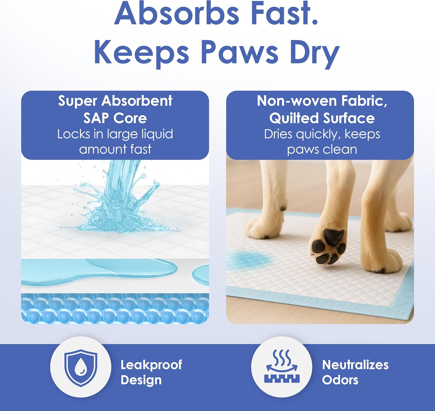 American Kennel Club Scented Puppy Training Pads with Ultra Absorbent Quick Dry Gel – 17 x 13 Pee Pads for Dogs - Fresh Scented - 50 Count - Image 4