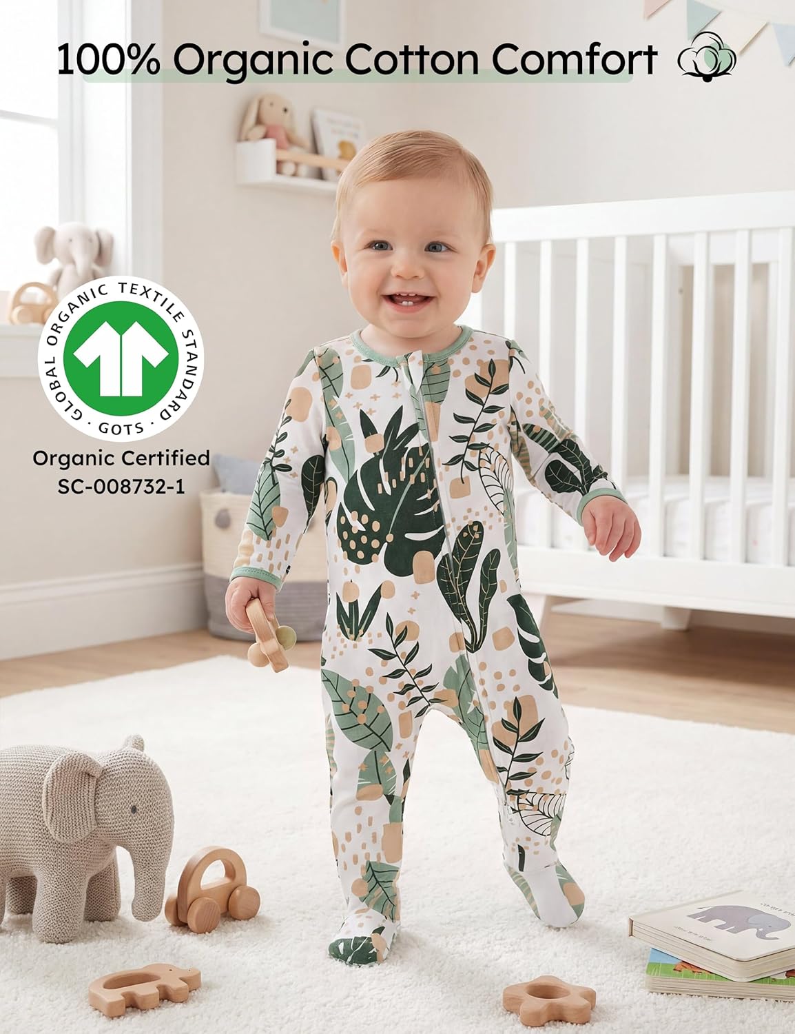 Yoofoss Baby Pajamas 100% Organic Cotton Baby Sleepers for Newborn 0-3 3-6 6-9 Months Boys Girl Clothes 3pcs Footed PJs - Image 2