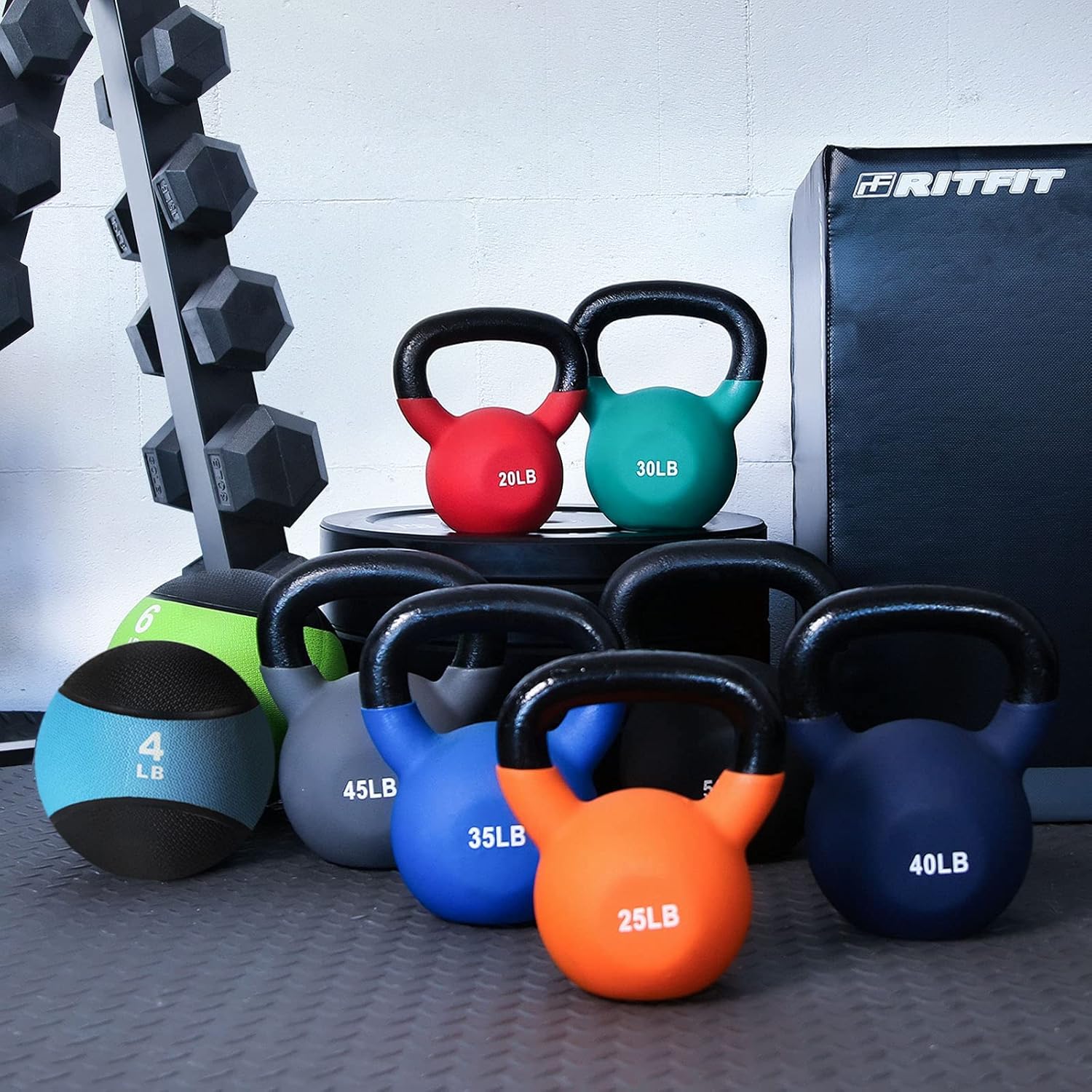 RitFit Neoprene Coated Kettlebell Weight Set, Solid Cast Iron - Image 9