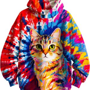 Kids Tie Dye Hoodie Sweatshirt Hooded Kangaroo Pocket Pullover Hoodies for Boys Girls
