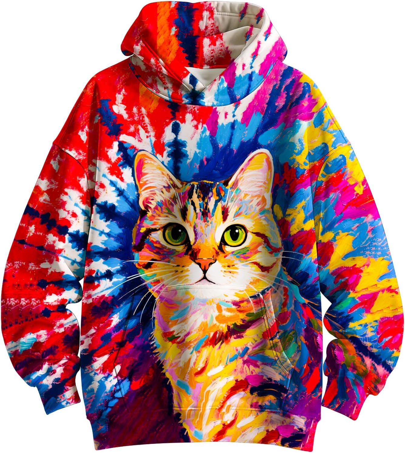 Kids Tie Dye Hoodie Sweatshirt Hooded Kangaroo Pocket Pullover Hoodies for Boys Girls