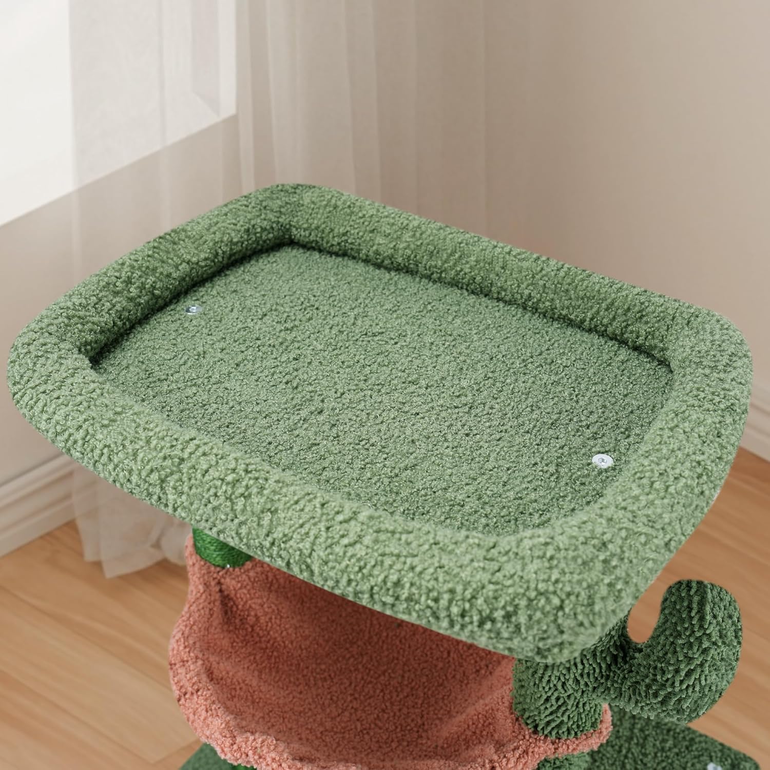 ROYPET Cactus Cat Tree Tower with Twin Cat Condos for Indoor Cats, All-in-One Activity Center with Cat Scratching Post Cozy Sleeping Perch Hammock Scratching Pad and Toy Balls,Green - Image 3