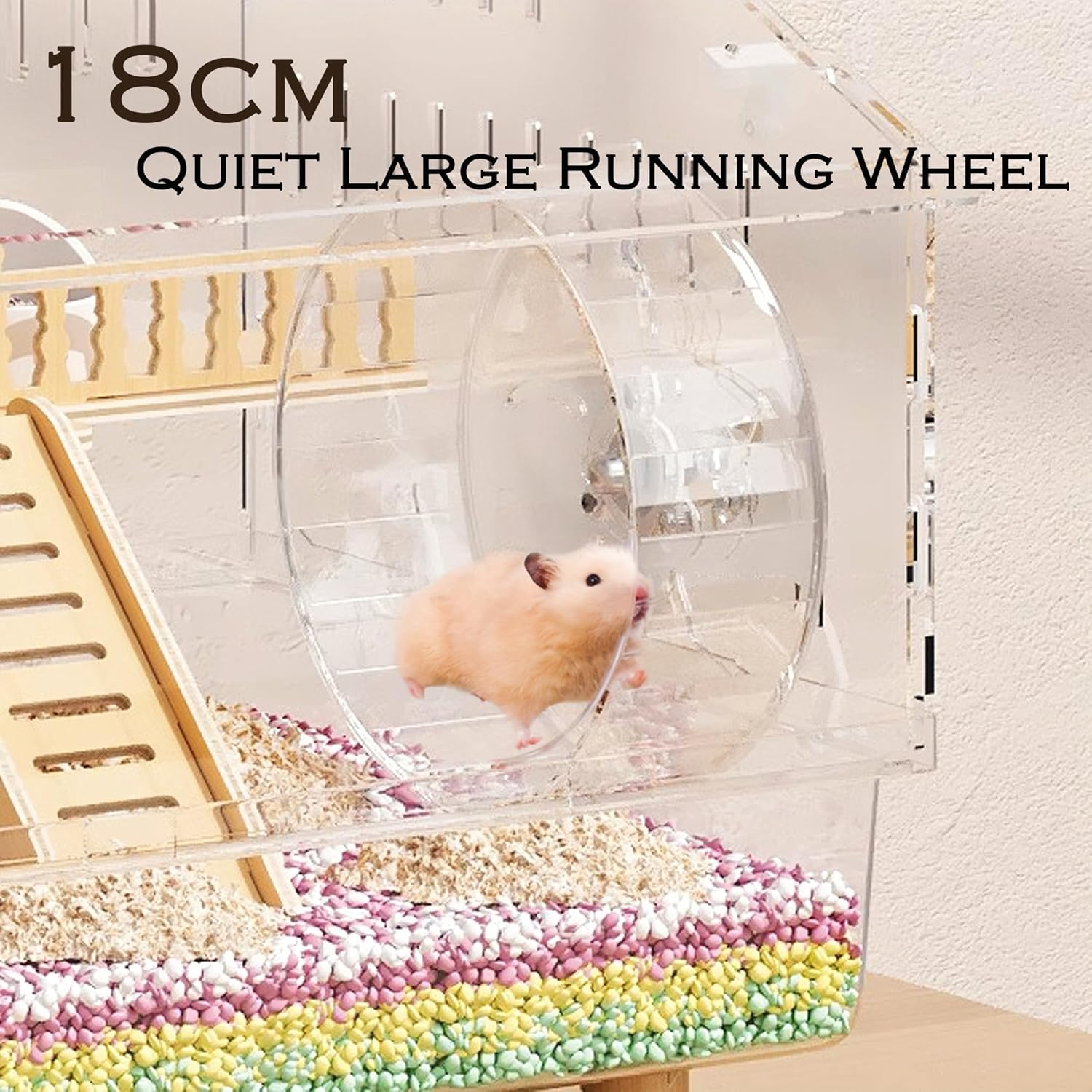 8 in 1 Acrylic Hamster Cage with All Accessories,18.5"x11.8"x14.6",2-Layer Hamster House with Full Transparent Viewing,Top Open Mouse Cage for Pet Mice,Hamster Habitat for Dwarf Hamster,Gerbils - Image 4