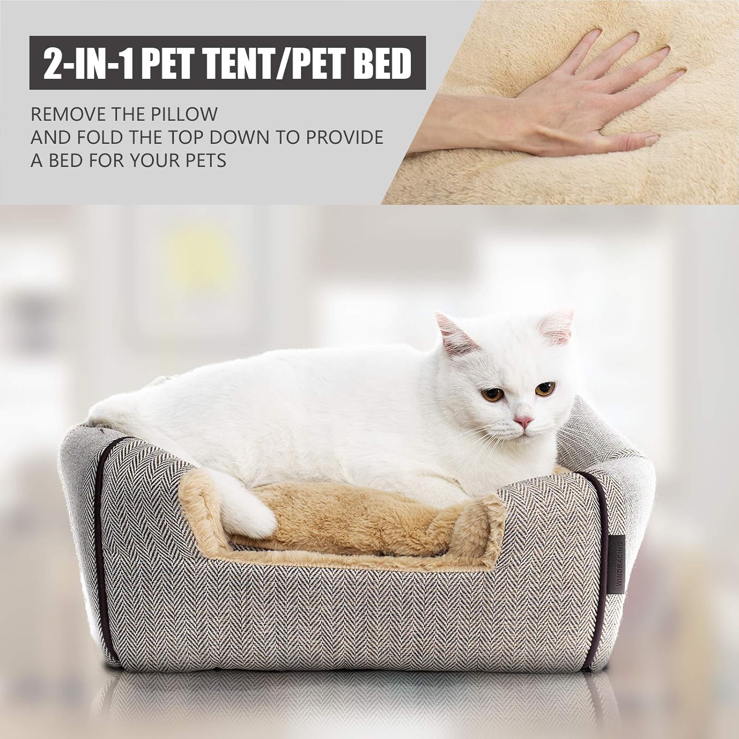 WINDRACING Cat Bed for Indoor Cats - Cat Cave Beds Cat House Cat Tent with Removable Washable Cushioned Pillow, Soft Kitten beds,Cat Beds & Furniture, for Small and Medium Pet Bed - Image 2