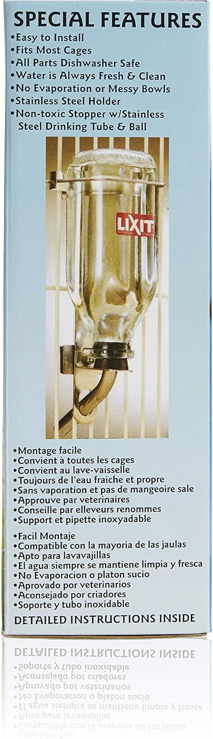 Lixit Heavy Duty Deluxe Glass Water Bottles for Birds, Dogs and Small Animals. (32oz Large Tube) - Image 8