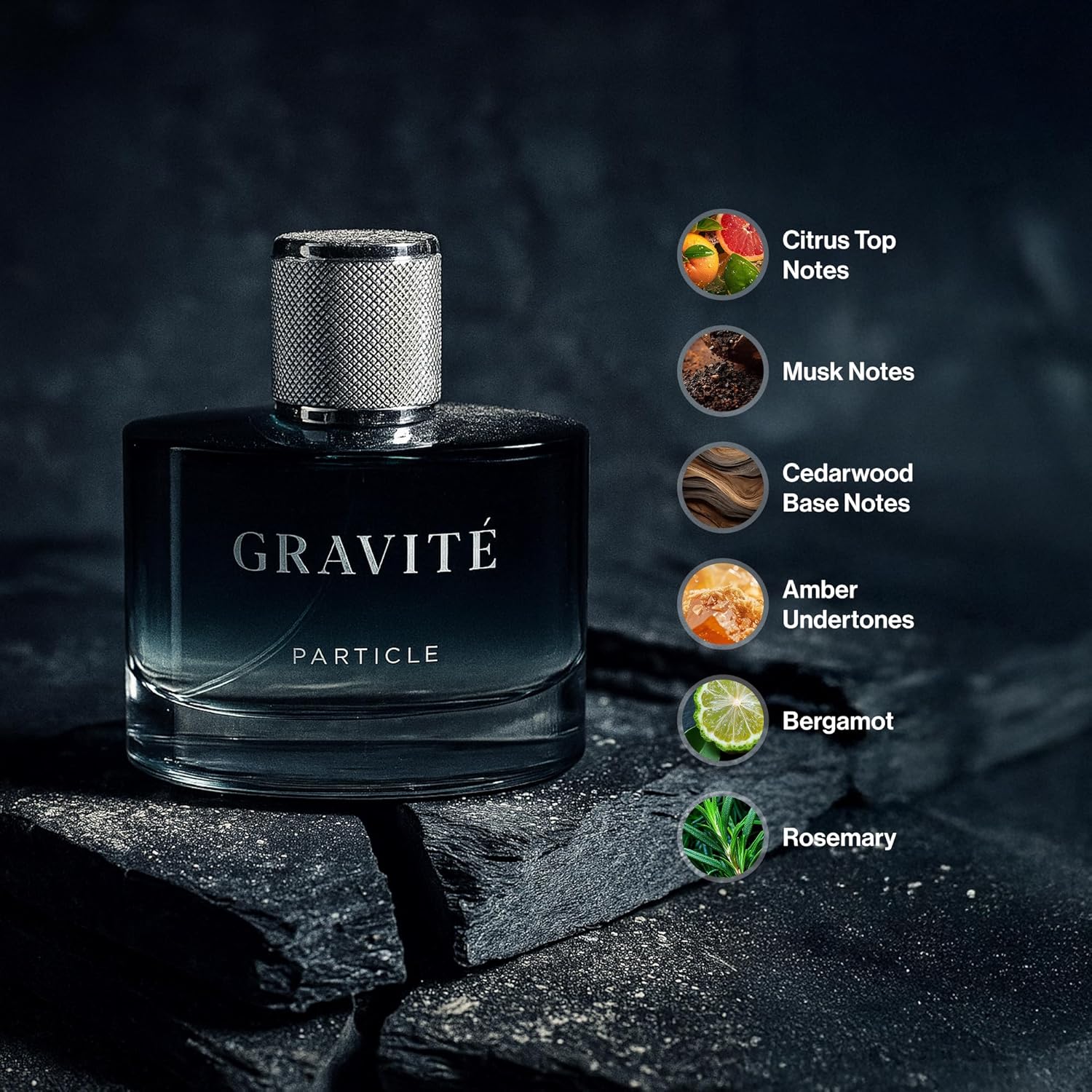 Particle Gravité Cologne Spray for Men, Long Lasting Fresh Scent, Men's Perfume Woody Citrus Fragrance, Notes of Pepper, Rosemary, Grapefruit, Cedar, Cashmere & Musk, 3.38 FL OZ Bottle - Image 3