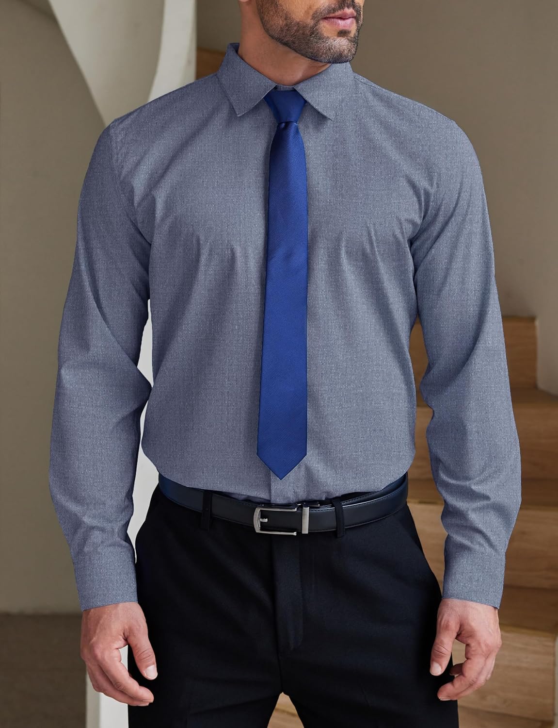 COOFANDY Men's Formal Dress Shirt Hidden Button Front Wrinkle Free Shirt Regular Fit Stretch Business Casual Shirts - Image 2
