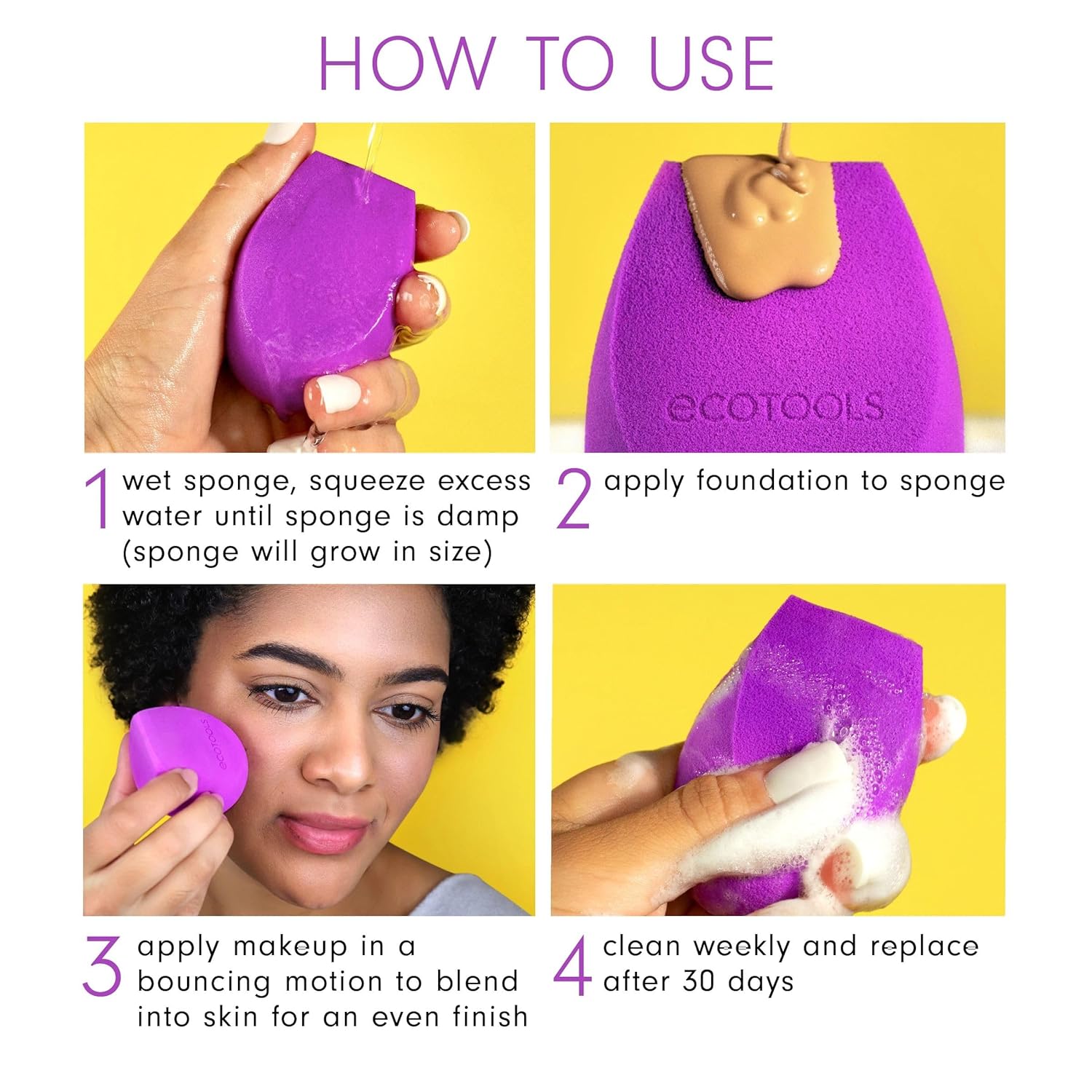 EcoTools Bioblender Makeup Sponge, Compostable Makeup Blender, For Liquid & Cream Foundation, Sustainable, Seamless Application, Eco-Friendly Beauty Sponge, Cruelty-Free & Latex Free, 1 Count - Image 5