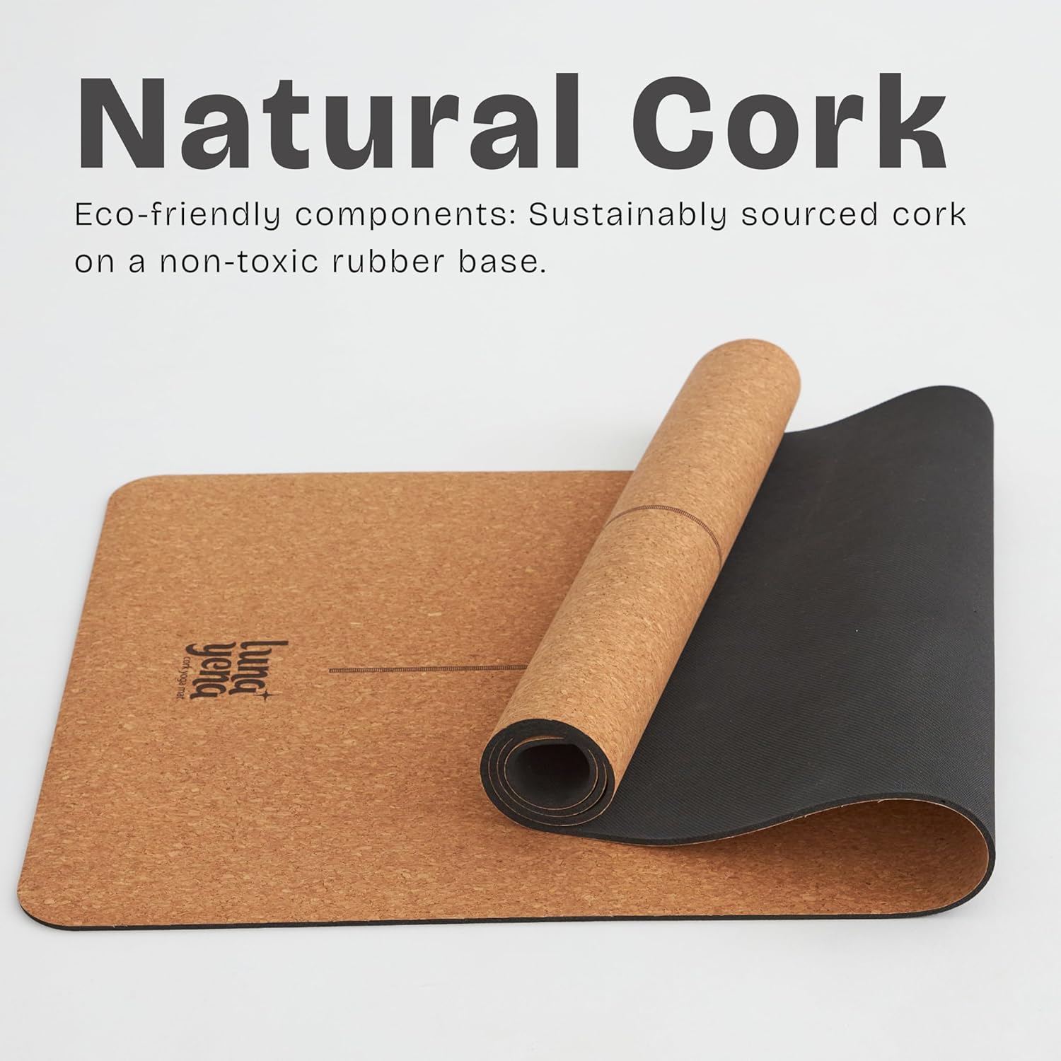 LunaYena Cork Yoga Mat - Eco-Friendly Non-Slip Natural Cork & Non-Toxic Rubber Base for Women & Men, 4mm Thick for Hot Yoga/Pilates/Fitness, 72"x24" Durable Sustainable Design for Home/Studio/Outdoor - Image 2