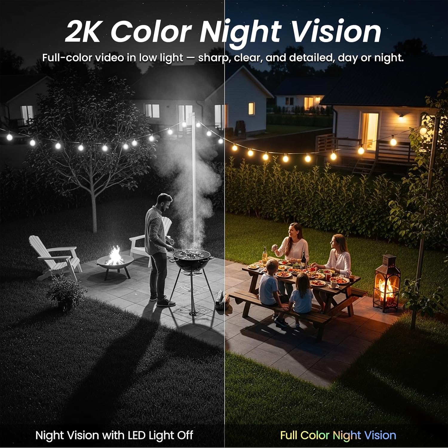 Cinnado Security Cameras Wireless Outdoor - Home Security Cameras Solar & Battery Powered with 2K Color Night Vision, 2-Way Talk & Spotlight, Continuous Power, 2.4 GHz Wi-Fi, Easy Set Up, S1 4 Pack - Image 7