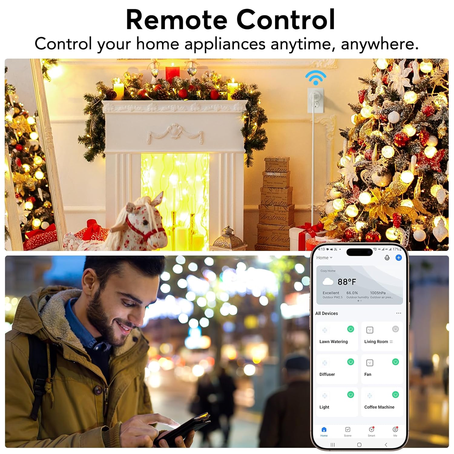 EIGHTREE Smart Plug, WiFi Outlet Works with Alexa & Google Home, Smart Home Socket with Remote Control & Timer Function, 2.4GHz WiFi Only, 4 Packs - Image 3
