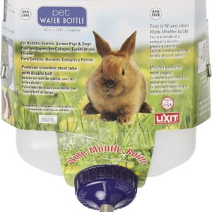Lixit® All-Weather Rabbit Water Bottle – 64 Ounce Widemouth Cage Water Bottles for Rabbits, Ferrets, Guinea Pigs, Rats, and Other Small Animals (White, 64 Ounce)