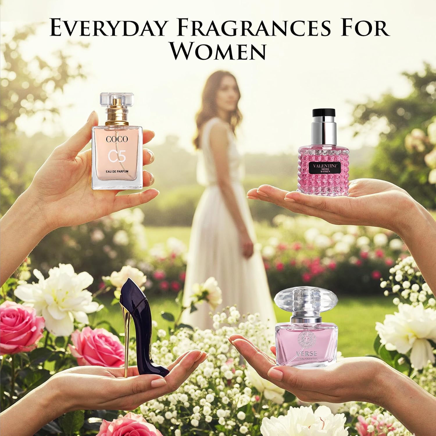 Essential 4 PC Mini Perfume Set, Birthday Gift Set for Women, Eau De Parfum 30ml Each, Vanilla Perfume & Floral Fragrance, Long-Lasting Travel Size, C5, Verse Pink Crystal, Nice Girl & Valentine - Image 6