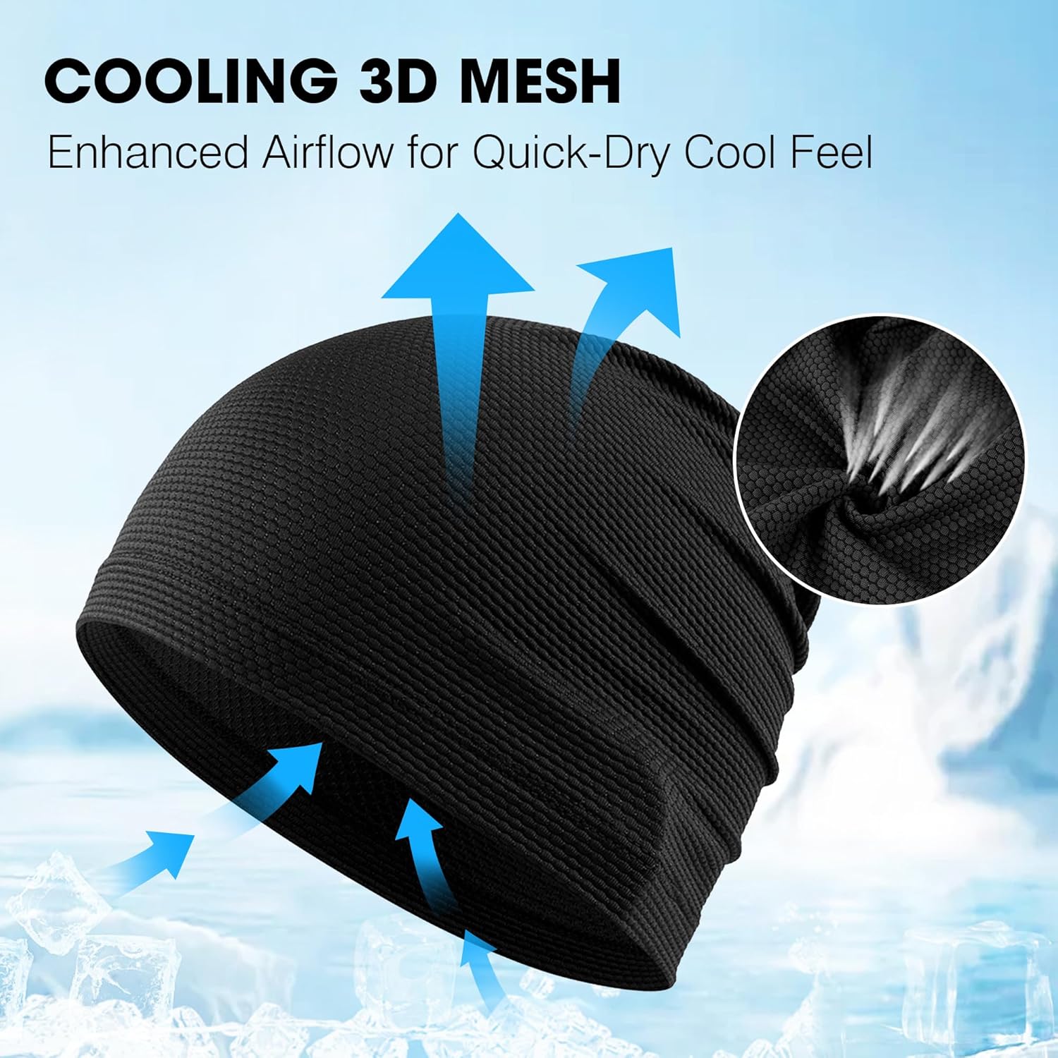 WTACTFUL 3-Pack Cooling Skull Caps for Men & Women - Breathable 3D Mesh Running Caps for Cycling, Gym & Summer & Winter - Image 2