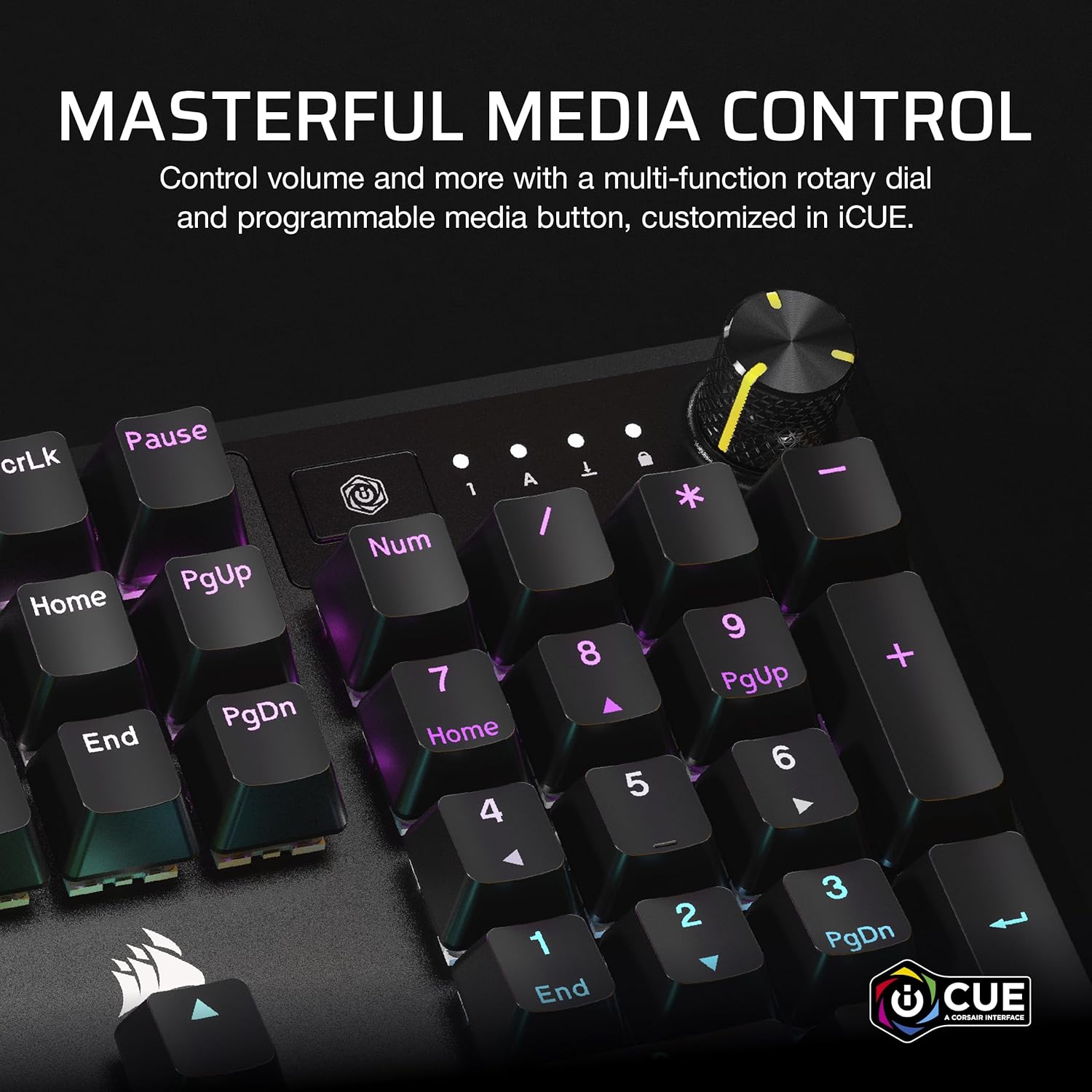 CORSAIR K70 CORE RGB Mechanical Wired Gaming Keyboard with Palmrest – Pre-Lubed MLX Red Linear Switches, SOCD, ABS Double-Shot Keycaps, Sound Dampening, Media Control Dial, QWERTY NA – Black - Image 5