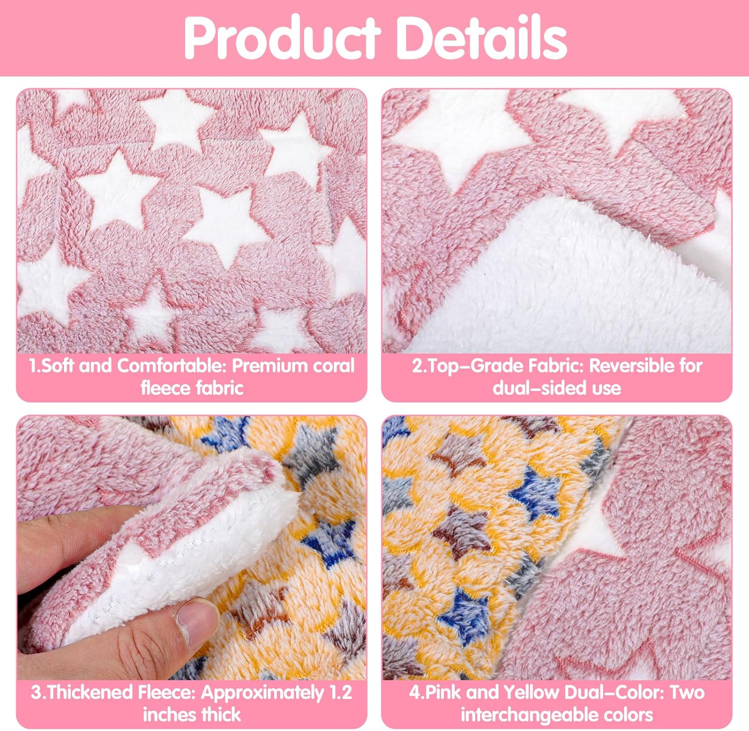 Yolev 2 Pcs Guinea Pig Bed Washable Small Animal Beds Pad Soft Small Pet Sleeping Pads Rabbit Bunny Bed Mat for Chinchilla Hedgehog Hamster Squirrel Ferret(13.4" x 10.3") - Image 5