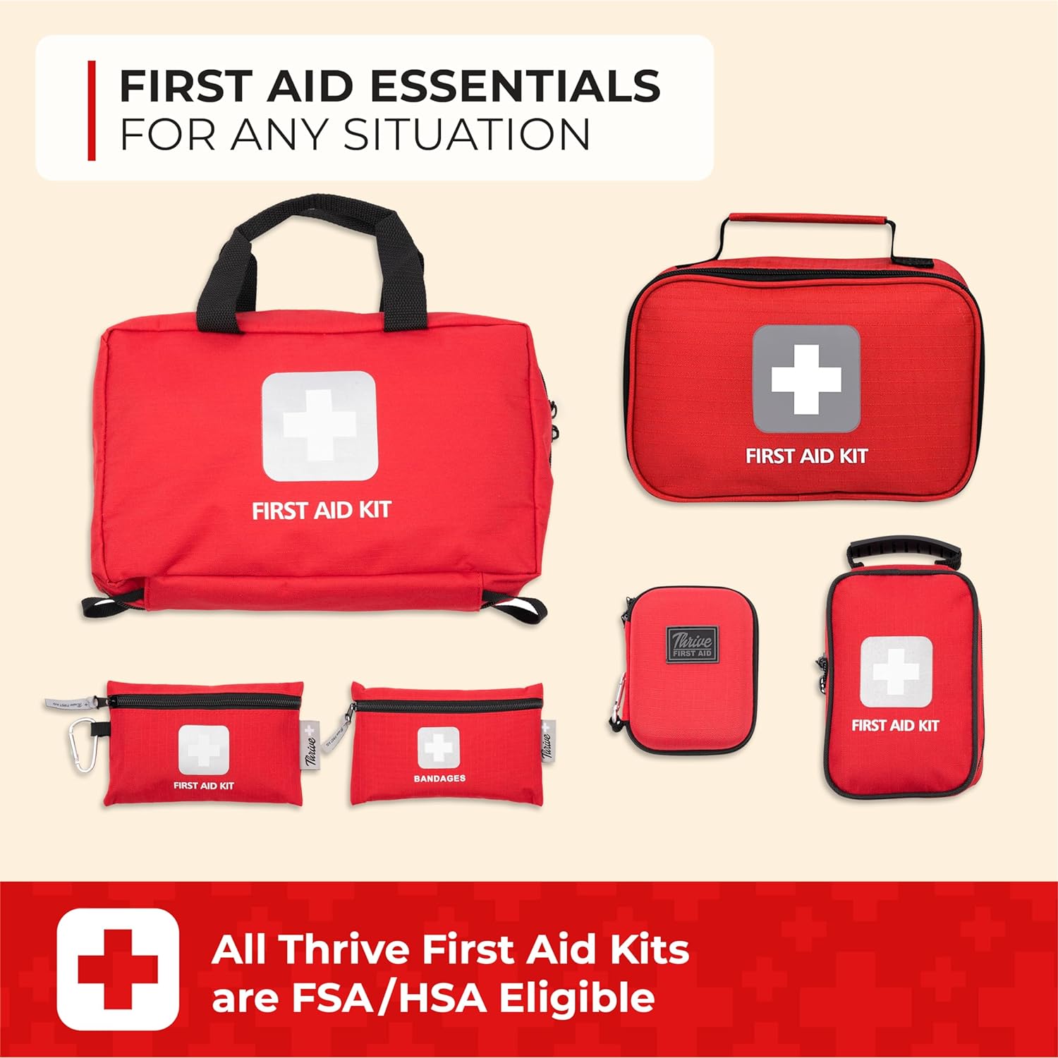 Thrive Compact First Aid Kit - Waterproof Rip-Stop Nylon Travel First Aid Kit - Camping & Hiking Medkit with Wipes & Bandages - Portable Car Emergency Pack for Roadside Emergencies - 100-Piece Set - Image 7