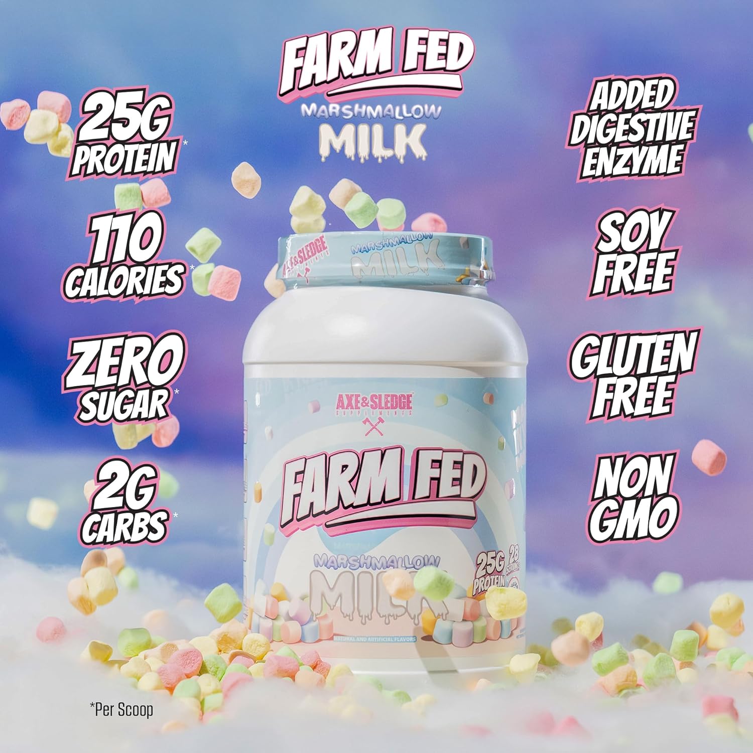 Axe & Sledge Farm Fed 100% Whey Protein Isolate | 25g Protein | Low Carb, Low Sugar, Soy Free, Gluten Free | Protein Powder for Men and Women | Keto | Made in the USA | 28 Servings, Marshmallow Milk - Image 4