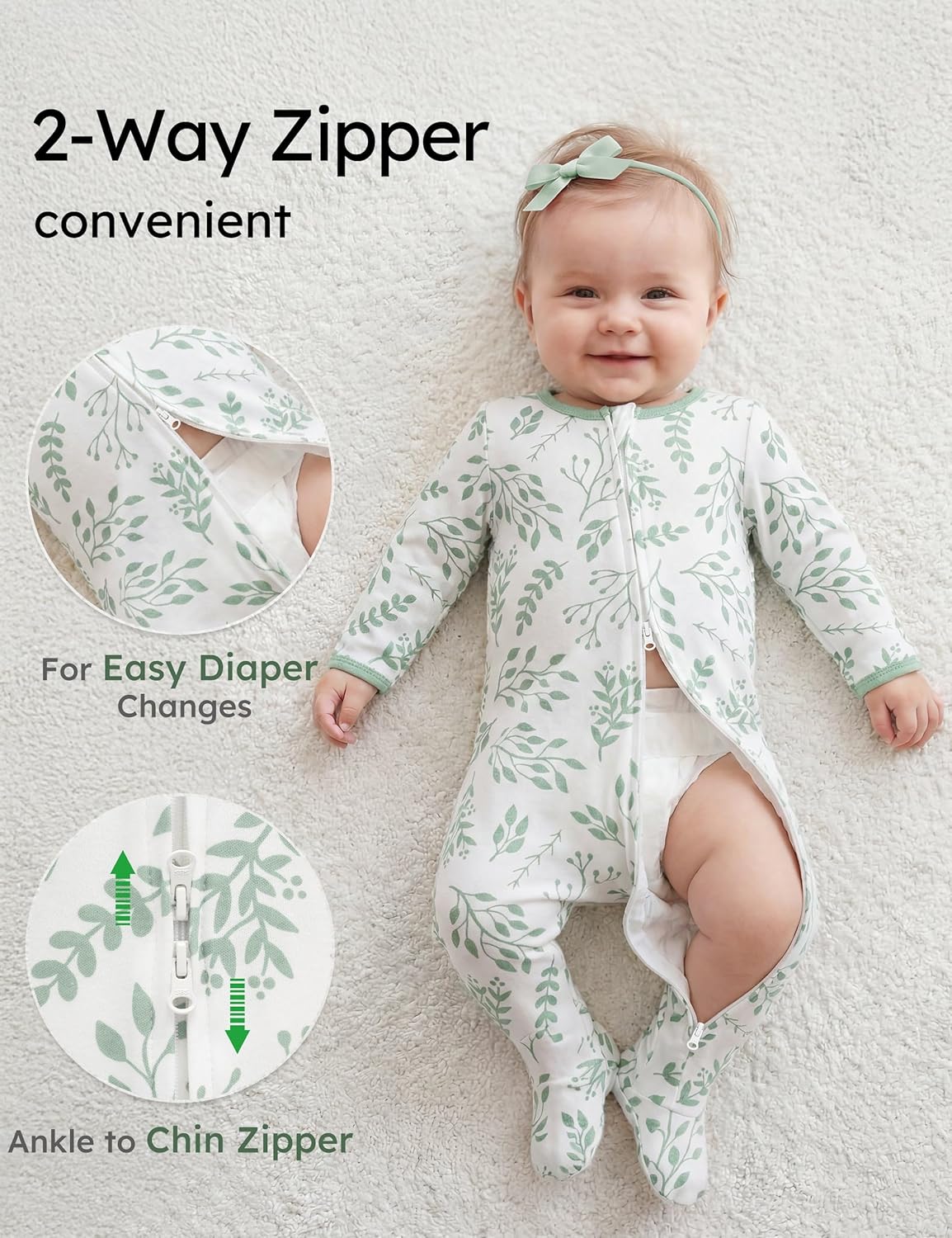 Yoofoss Baby Pajamas 100% Organic Cotton Baby Sleepers for Newborn 0-3 3-6 6-9 Months Boys Girl Clothes 3pcs Footed PJs - Image 3