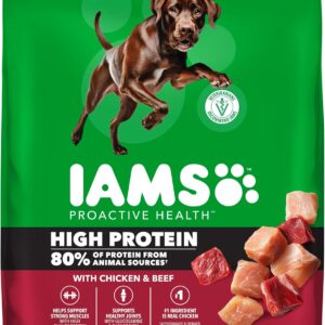 IAMS Proactive Health High Protein Dry Dog Food with Chicken & Beef, 30 lb. Bag