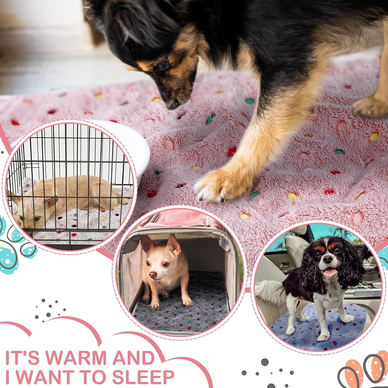 Tudomro 8 Pcs Guinea Pig Blankets Washable Small Pet Fleece Bedding Cage Liners Double Sided Pet Reusable Sleep Mat Pad Cover for Ferret Chinchilla Furniture Protection(Dot,12 x 12 Inch) - Image 3