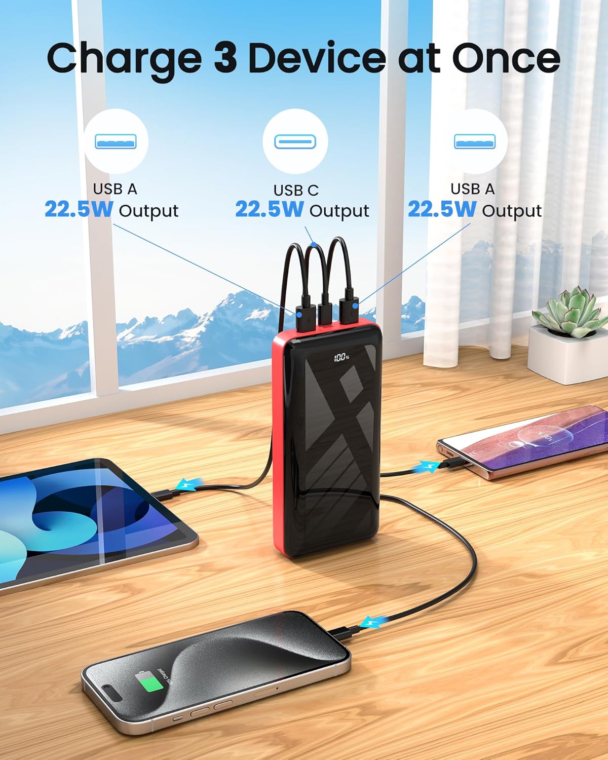 LOOPEAK Power Bank 50000mAh 22.5W Fast Charging Portable Charger, USB C Quick Charge with 3 Outputs&2 Inputs, LED Display, High Capacity External Cell Phone Battery Pack for iPhone, iPad, Android - Image 6