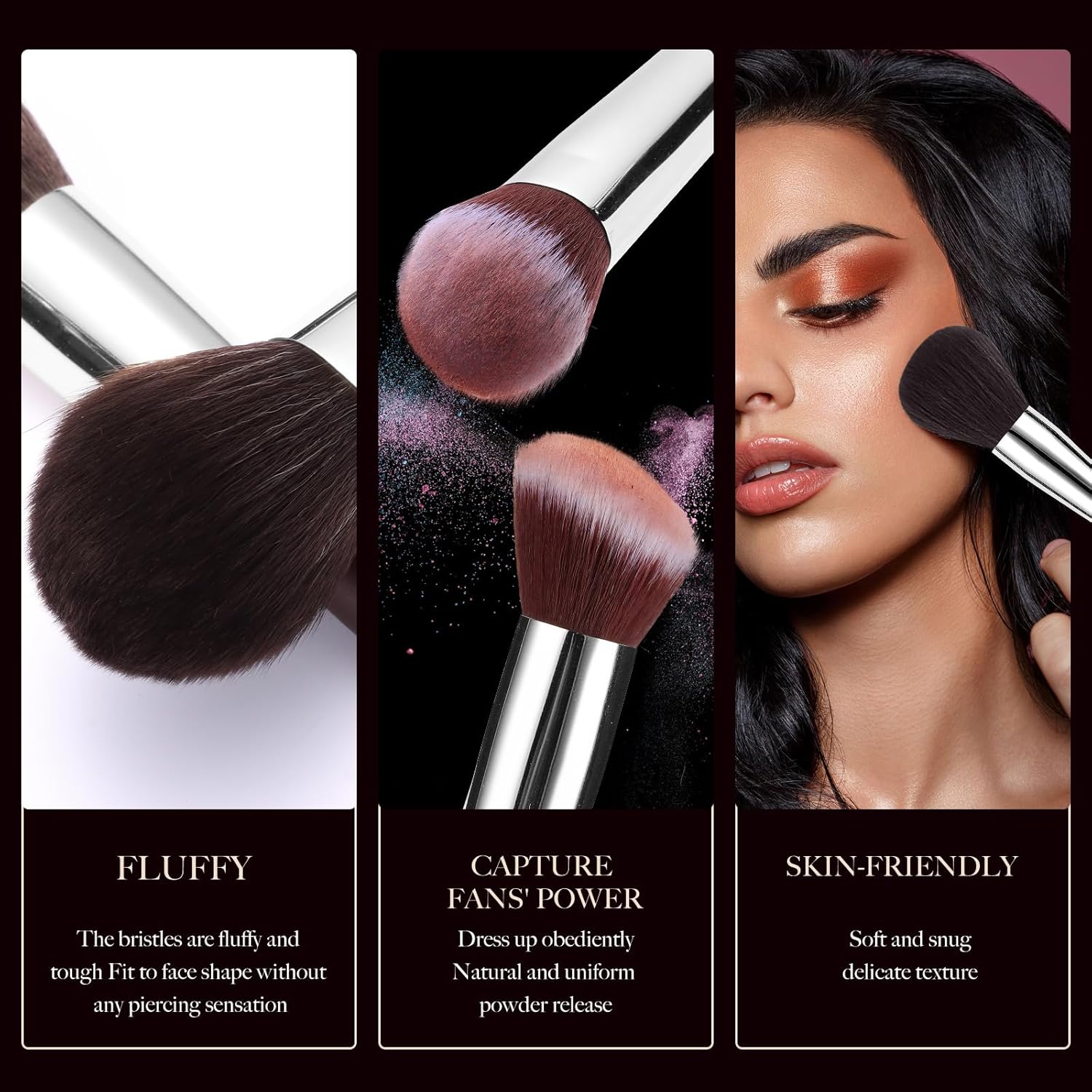 Professional Makeup Brush Set, 25Pcs Powder Foundation Blush Eyeshadow Brushes with Travel Case. All in One Brush Set, Soft Synthetic Vegan & Cruelty-Free (brown) - Image 5