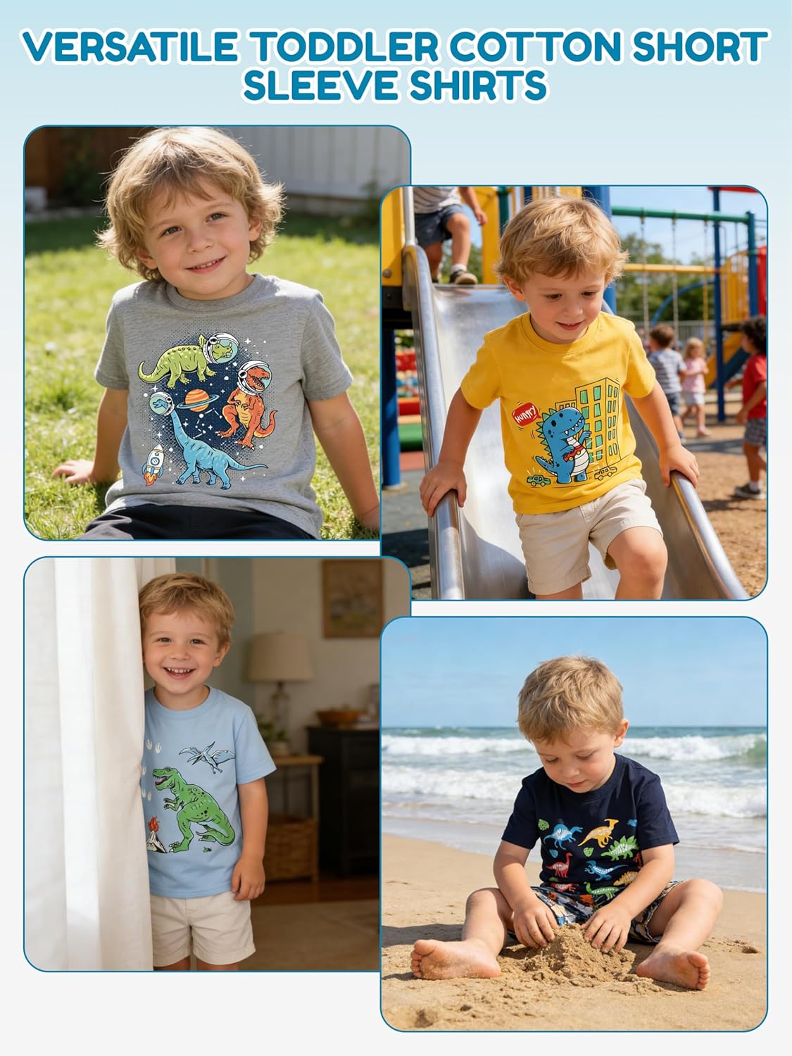5 Pack Cotton Toddler Boys Girls Shirts Toddler Short Sleeve Animals Graphic T-Shirts Summer Tops Tees 2T-6Y - Image 6
