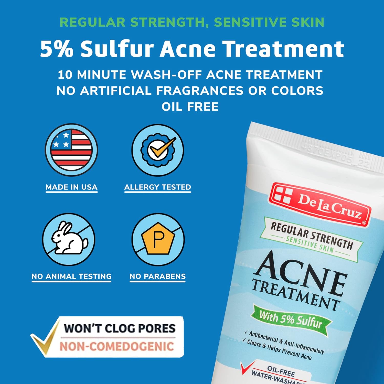 De La Cruz 5% Sulfur Ointment - Cystic Acne Treatment for Face and Body - Daily 10 Min Spot Treatment Mask - Safe and Effective Game Changing Hormonal Acne Treatment that Clears Up Pimples 2.6oz Tube - Image 2
