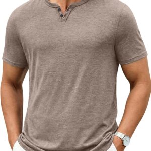COOFANDY Men’s T Shirts Short Sleeve Casual V Neck T-Shirt Soft Notch Neck Tee Classic Plain Shirts