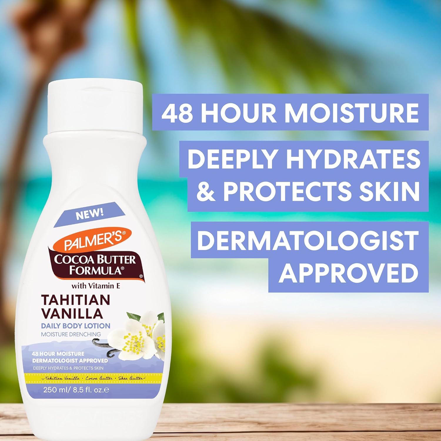 Palmer's Cocoa Butter Formula Tahitian Vanilla Body Lotion, 8.5 Oz, Daily Moisturizing Lotion for Dry Skin with Shea Butter & Vitamin E, Hydrates & Protects, Helps Provide 48-Hour Deep Moisture - Image 4
