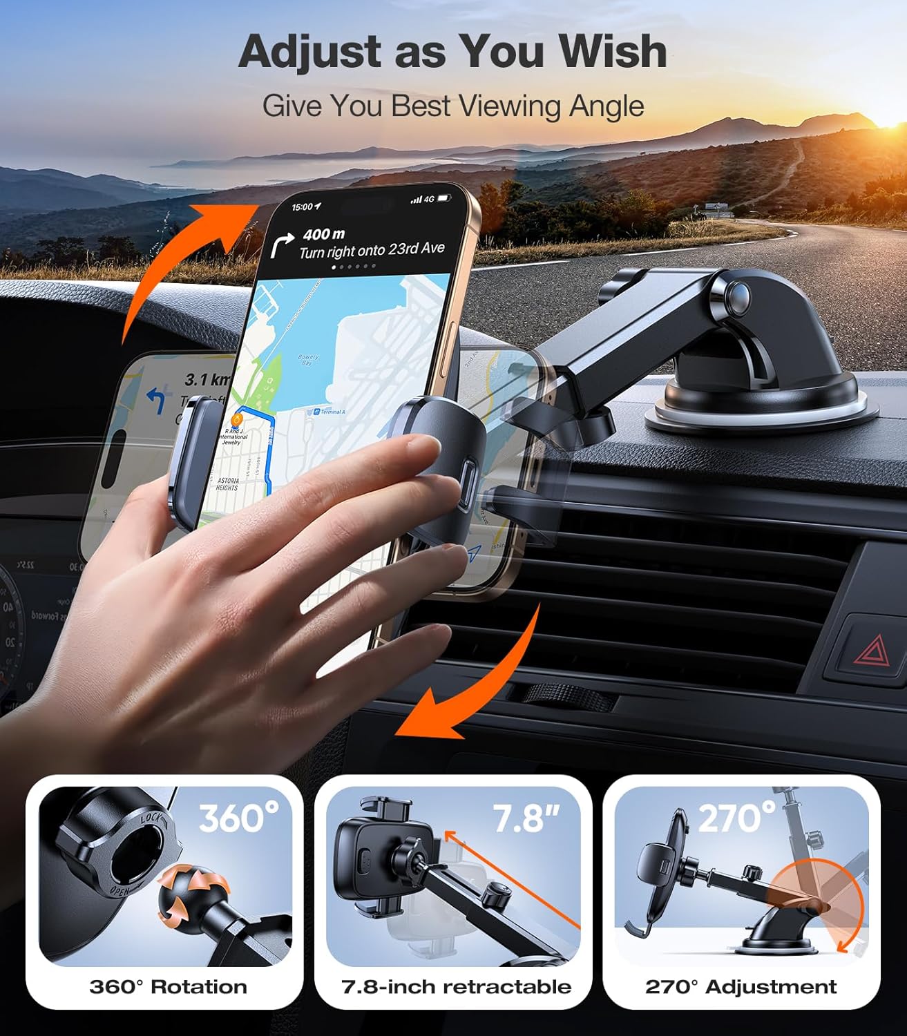 TORRAS Military-Grade Phone Holders for Your Car【96+LBS Strongest Suction】Car Phone Holder Mount, Ultra-Durable Cell Phone Car Mount Truck for Dashboard Windshield Vent for iPhone 17 16 15 Pro Max Air - Image 6