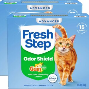 Fresh Step Advanced Odor Shield Multi Cat Clumping Litter with Febreze Freshness, Low Dust, Odor Control with Ammonia Block Tech, Compatible in Automatic Litter Boxes, 37 lb. (2 x 18.5 lb.)