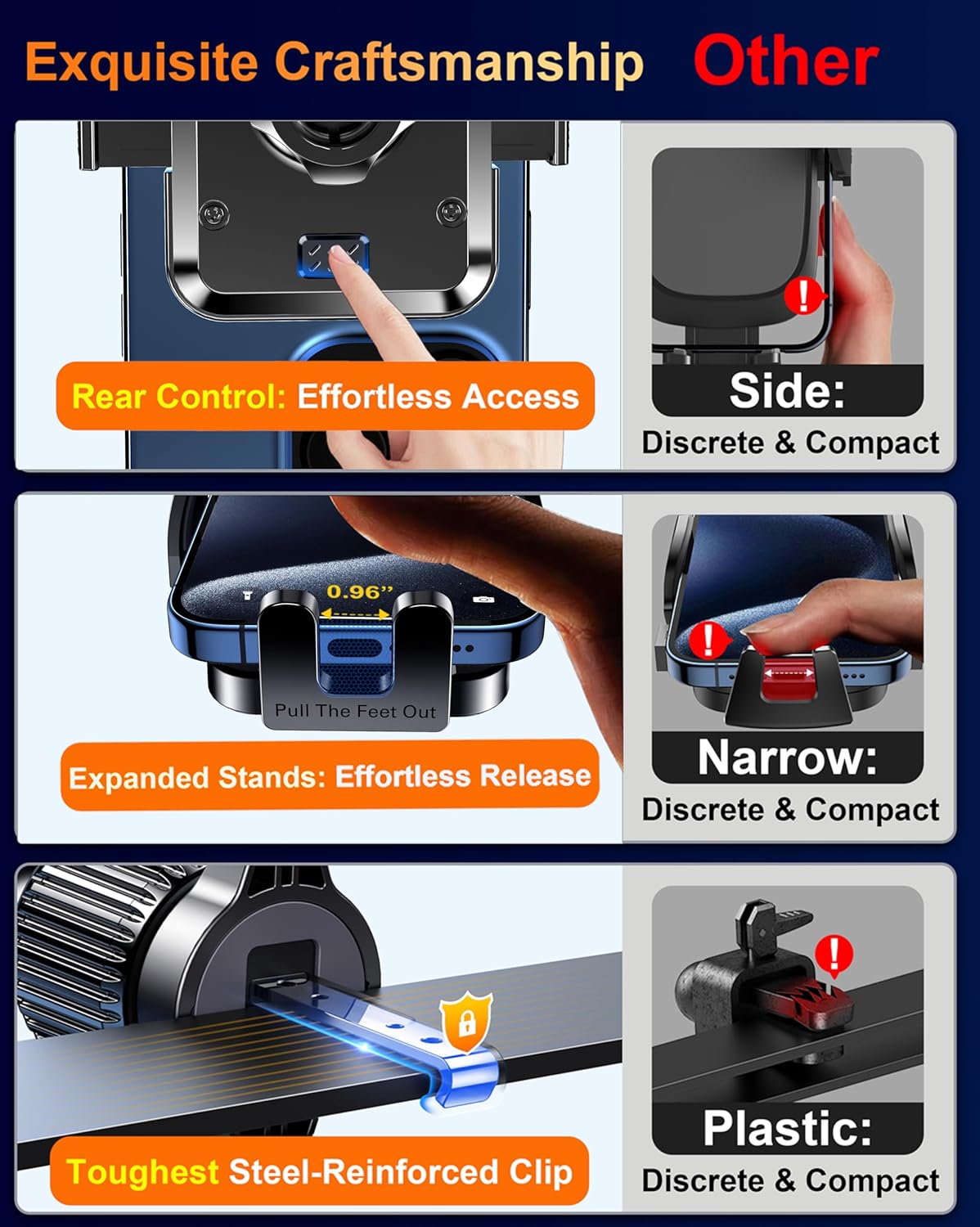 Qifutan Dash Mounted Holders Phone Holders for Your Car Phone Mount for Car Windshield Dashboard Air Vent Universal Desk Mounts Hands Free Automobile Cell Phone Holder Fit for iPhone Smartphone - Image 6