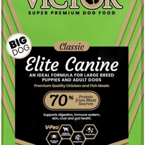 VICTOR Super Premium Dog Food – Elite Canine Dry Dog Food with Chicken & Fish Meal – 25% Protein, 14% Fat, Gluten Free – for Large Breed Dogs & Puppies, 15lbs