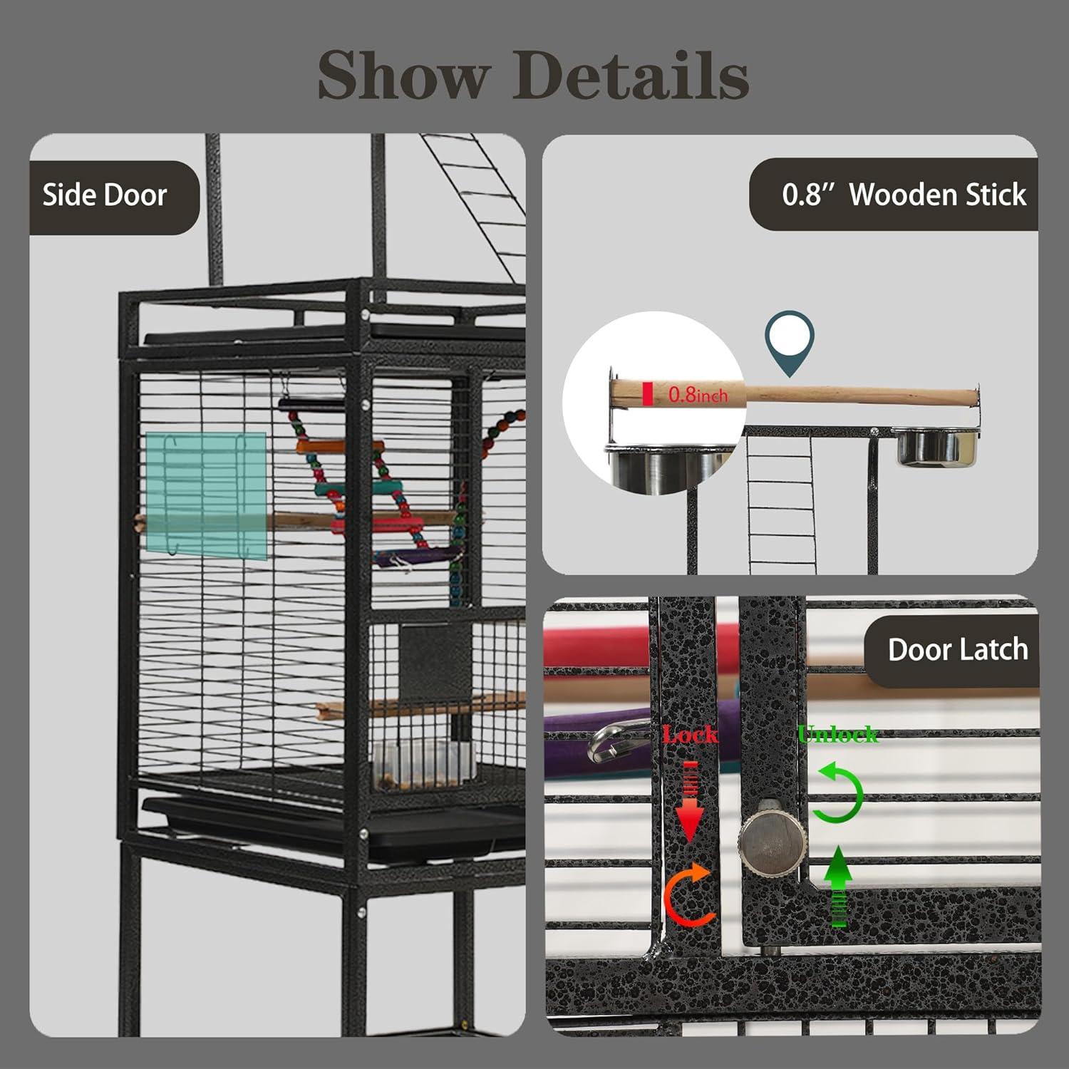 51" Small Bird Cage with Stand,Parakeet Cage, Parrot cage with Parakeet Toys, Bird Cage Accessories for Lovebirds Cockatiel Conure Finch Canary Budgie - Image 7