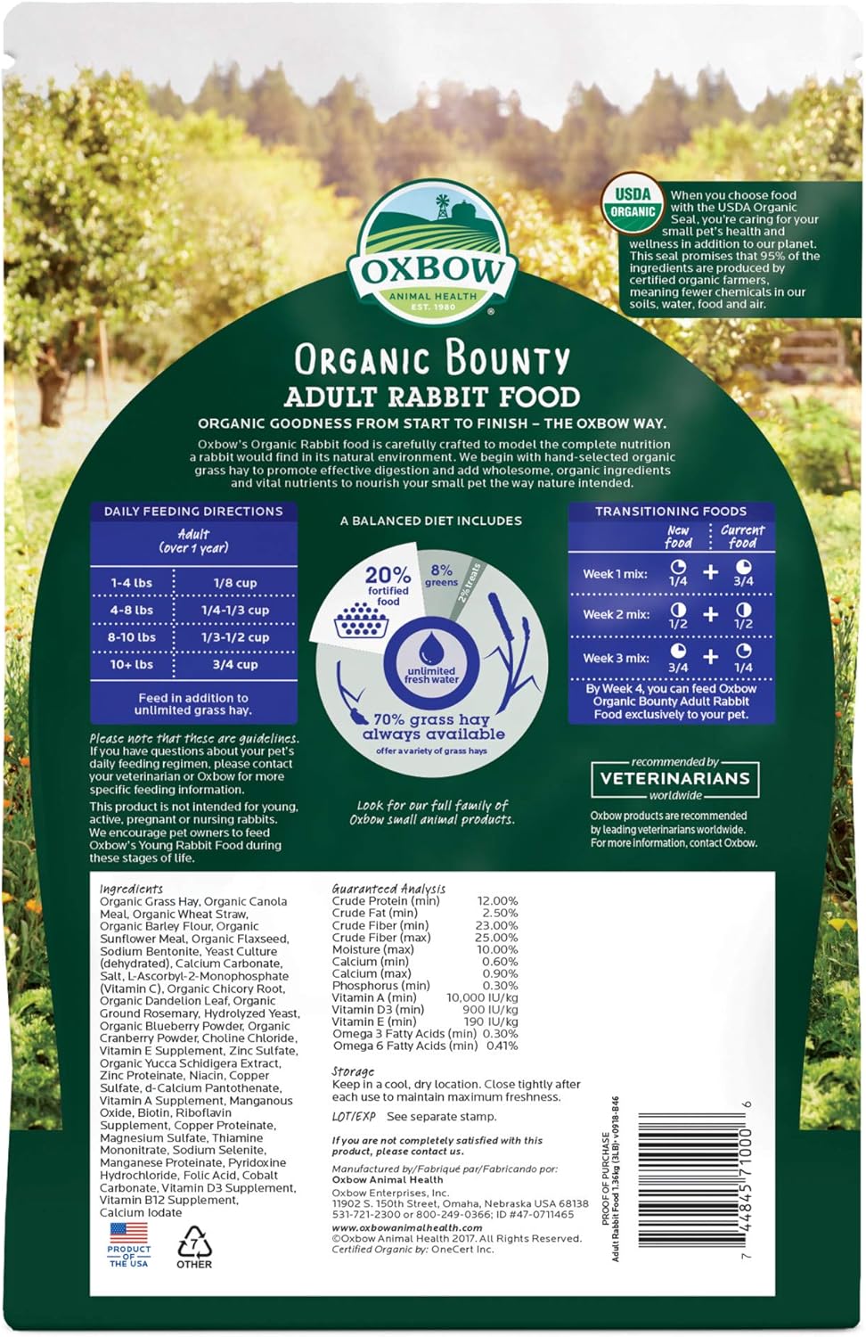 Oxbow Animal Health Organic Bounty Adult Rabbit Food - All Natural Rabbit Pellets - 3 lb. - Image 2