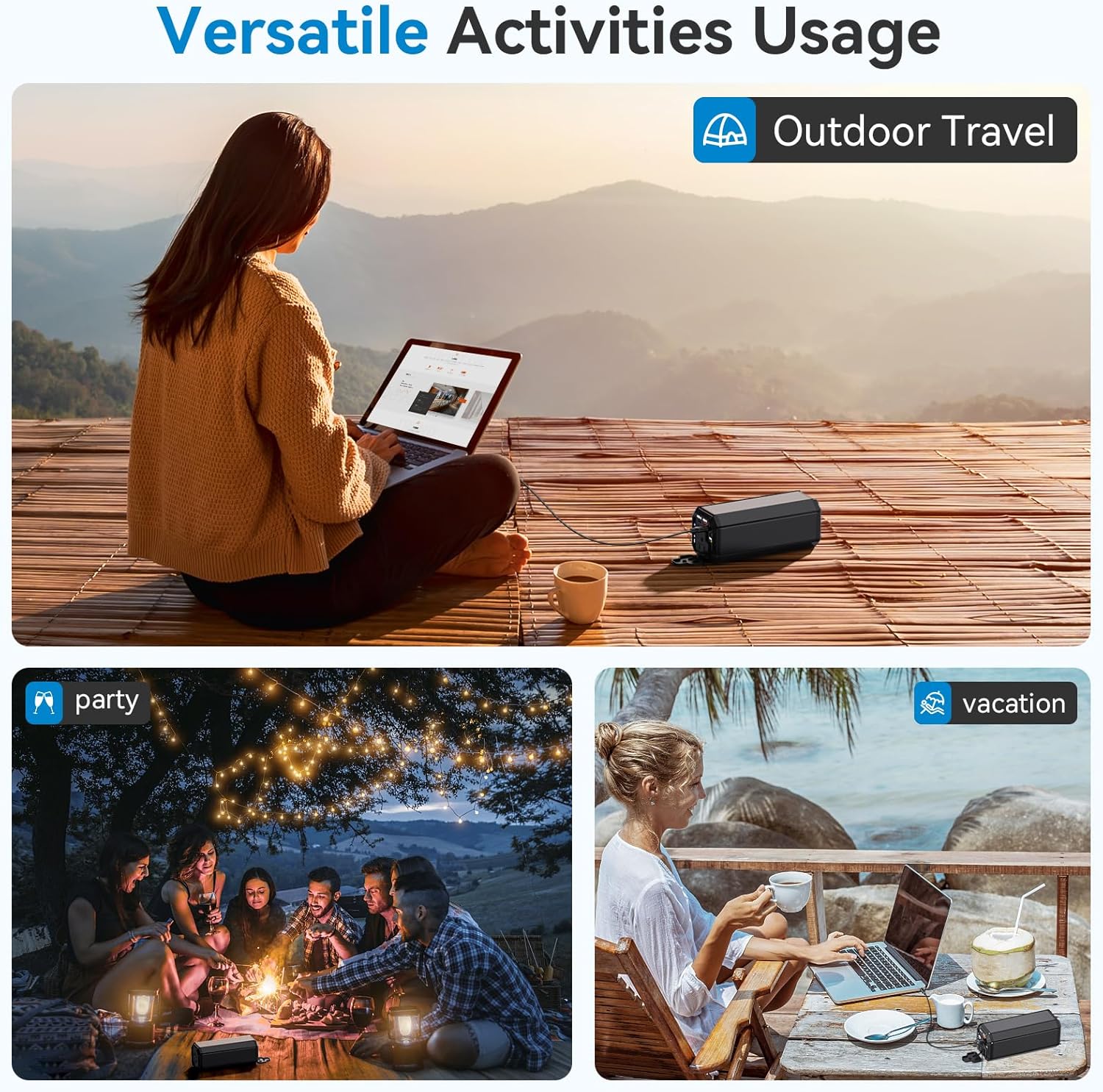 Portable Power Bank with AC Outlet, 100W Portable Laptop Charger, 98Wh/27000mAh High Capacity with 65W PD USB C Laptop Battery Bank, Backup Power Source for Business Travel and Outdoor Activities - Image 5