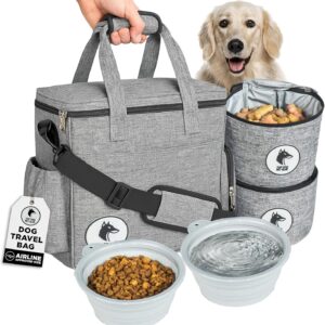 Dog Travel Bag for Supplies – Airline-Approved Backpack for Dogs – Pet Supply Organizer with Foldable Bowls & Food Containers – Pet Travel Bag – Dog Bags for Travelling with Accessories