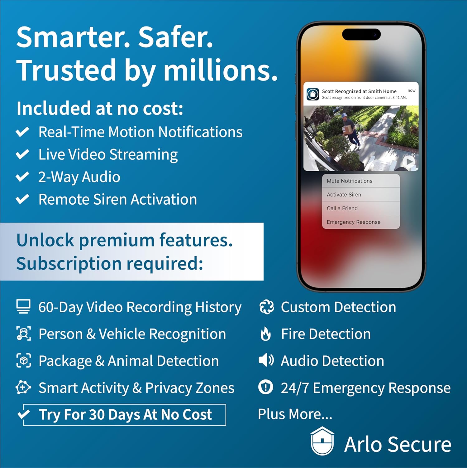Arlo Essential Security Cameras Wireless Outdoor 2K (2nd Gen, 2023 Release) - Battery Power, Person Recognition, Package Detection, Animated Preview, 1-Month Trial of Secure Plan, 2 Cam, White - Image 5