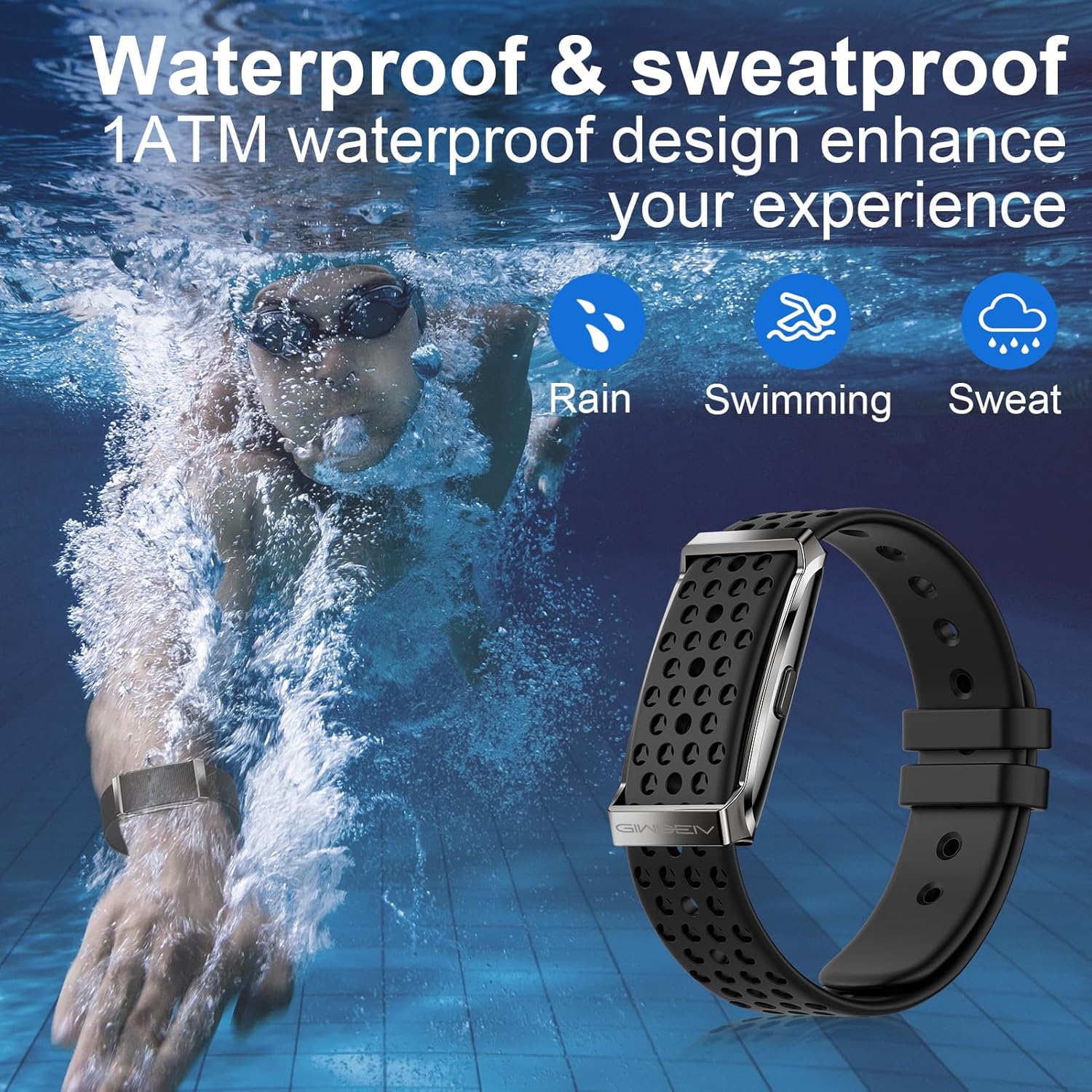 Smart Bracelet, Health Activity Fitness Trackers with Heart Rate Sleep Monitor, 24/7 Blood Oxygen/Calorie/Stress/Step Tracker, Health Fitness Bands, 170+ Sports Modes Smart band with Free APP, 2 Bands - Image 6