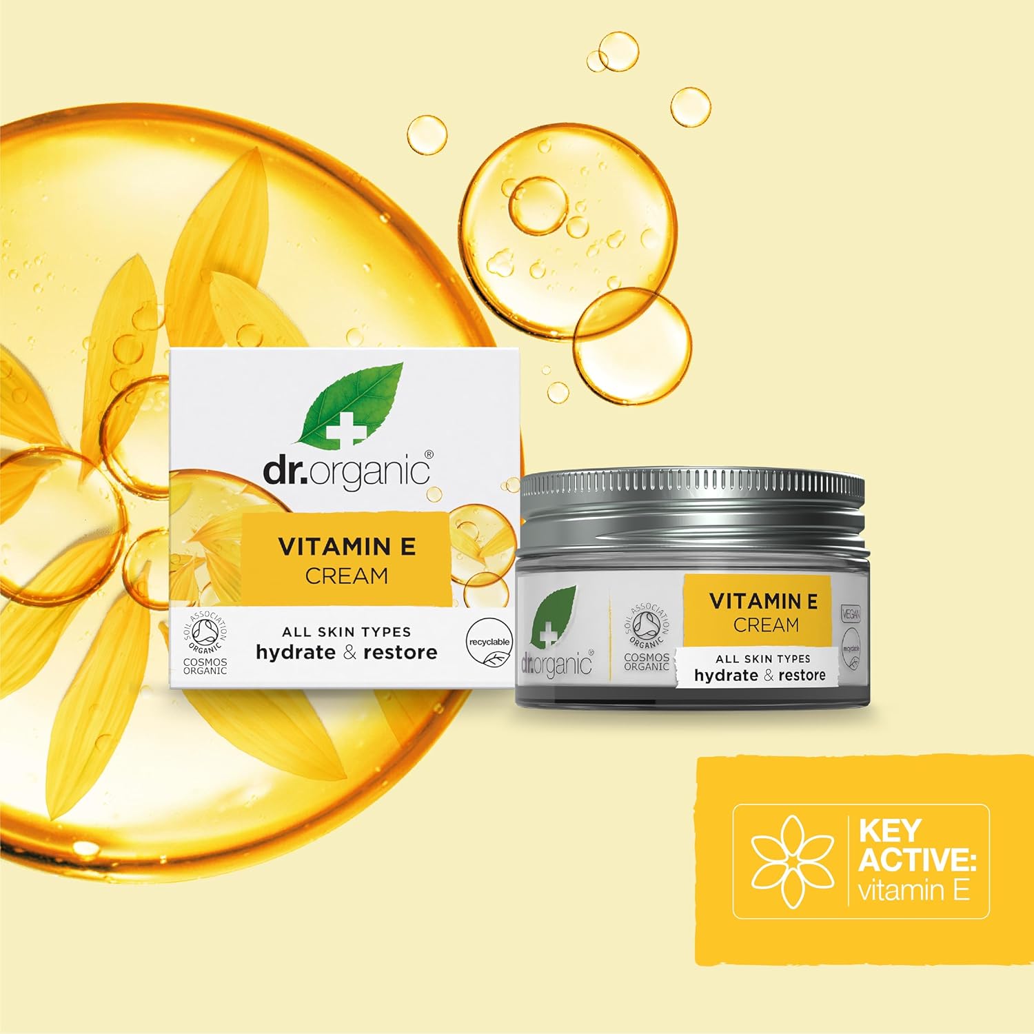 Dr. Organic Vitamin E Moisturising and Restoring Cream | Deeply Hydrates, Restores Skin’s Natural Balance, Natural, Certified Organic, Paraben & SLS-Free, 50 mL / 1.7 fl oz - Image 7