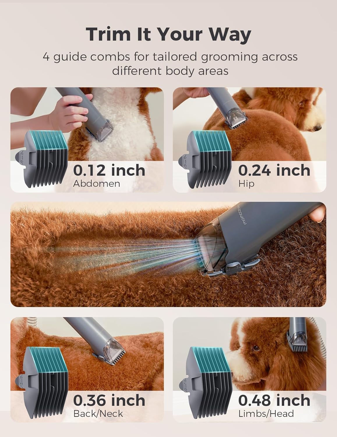 Dog Grooming Kit, FurEase Dog Grooming Vacuum with Dog Clippers for Grooming, 13000Pa Powerful Dog Vacuum for Shedding Grooming with 5 Pet Grooming Tools - Image 4