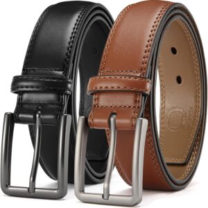CHAOREN Leather Dress Belt Men 2 Pack – 1 3/8″ Mens Belts for Work Business Casual Jeans