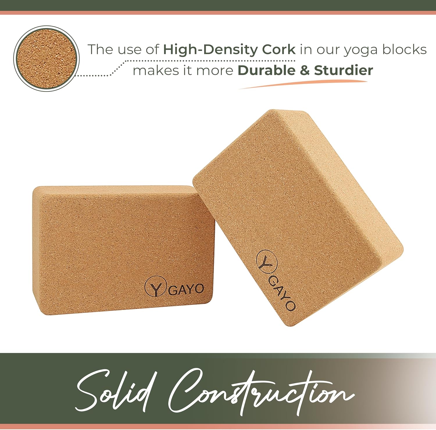 Y O Gayo Premium Cork All-in-One Yoga Essentials Kit -Large Cork Yoga Mat 5mm and Blocks Set with Carry Strap and Alignment lines, 10ft Stretch Strap, Your Ultimate Yoga Starter Set - Image 4