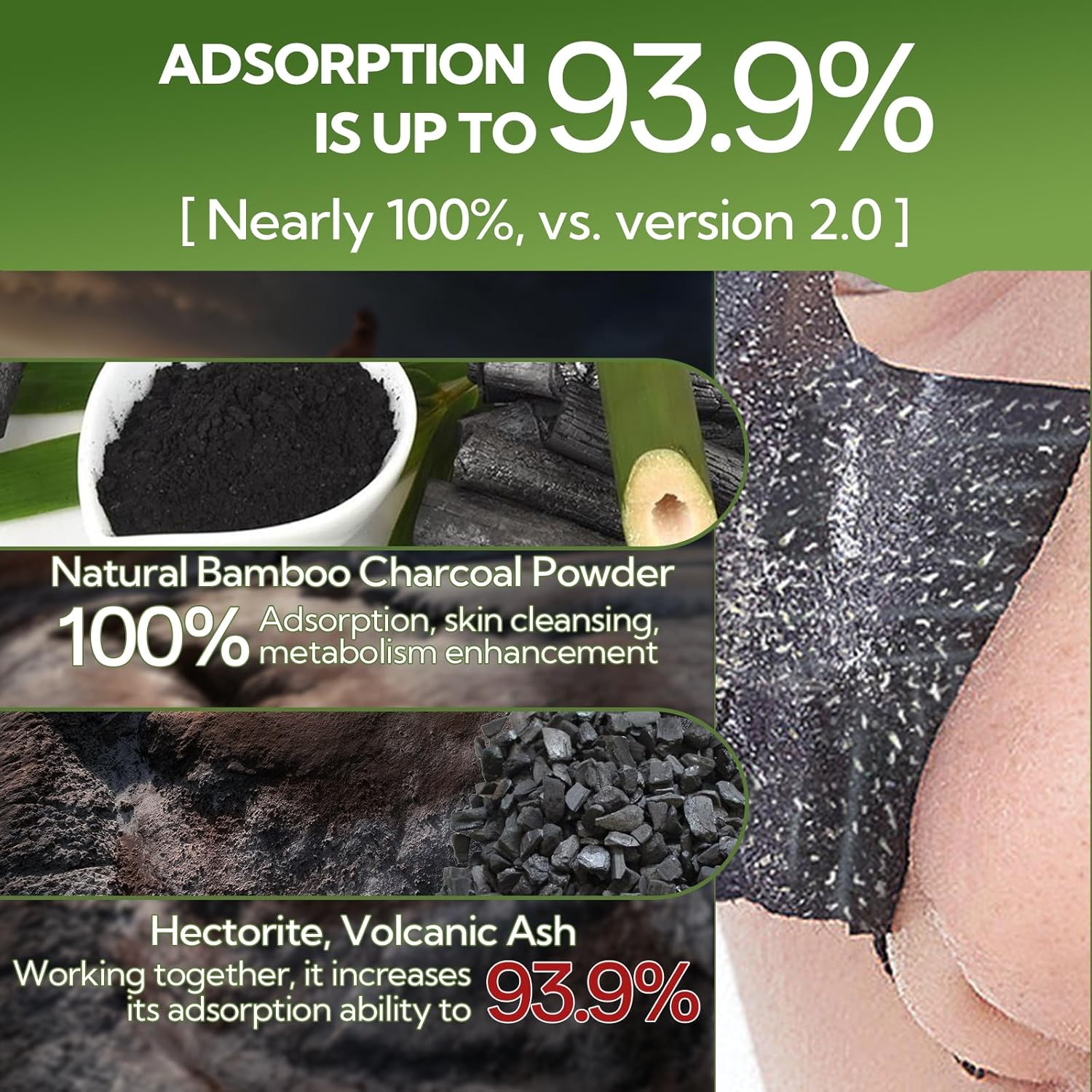 LANBENA Upgraded 2.0 Bamboo Charcoal Blackhead Remover Mask, 60 pcs Nose Strips, Peel off Face Mask Pore Whiteheads Cleanser Strawberry Nose Purifying, Deep Cleansing for All Skin Types, 30g/1.05oz - Image 3