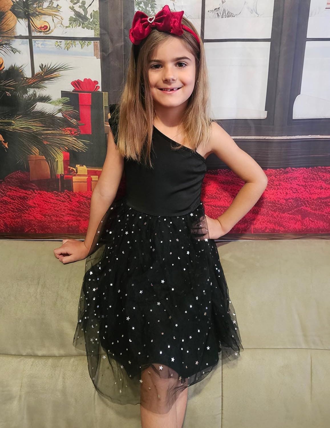 Arshiner Girls Dresses Summer One Shoulder Ruffle Sleeveless Formal Fancy Party Birthday Tulle Dress with Belted - Image 6