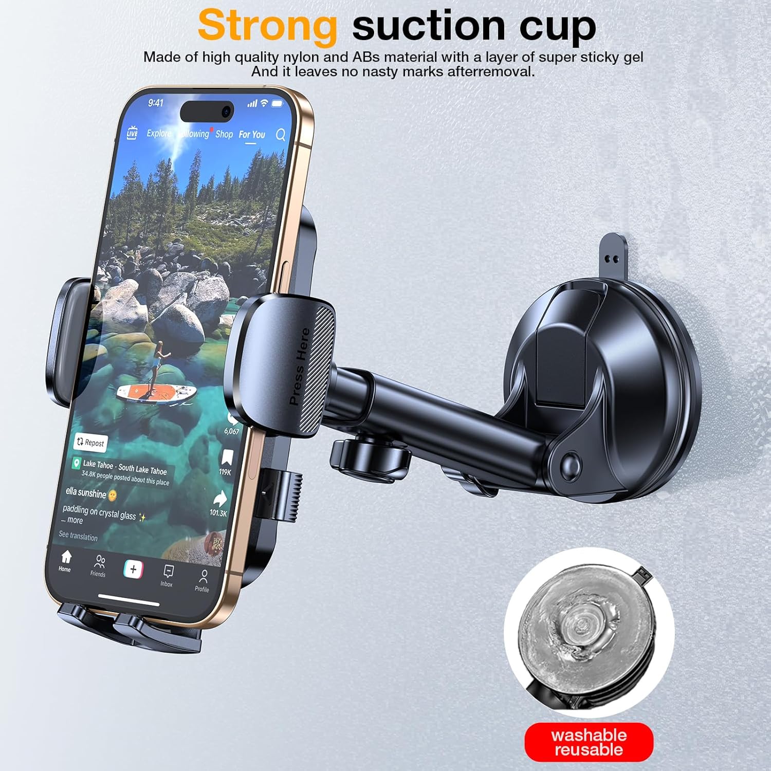Romuto Phone Holders for Your Car Phone Holder Mount【Super Suction】Cell Phone Mount for Car Accessories for Women Men Windshield/Vent/Dash Truck Stand Desk Mount Clamp Holder for iPhone Samsung Camera - Image 12